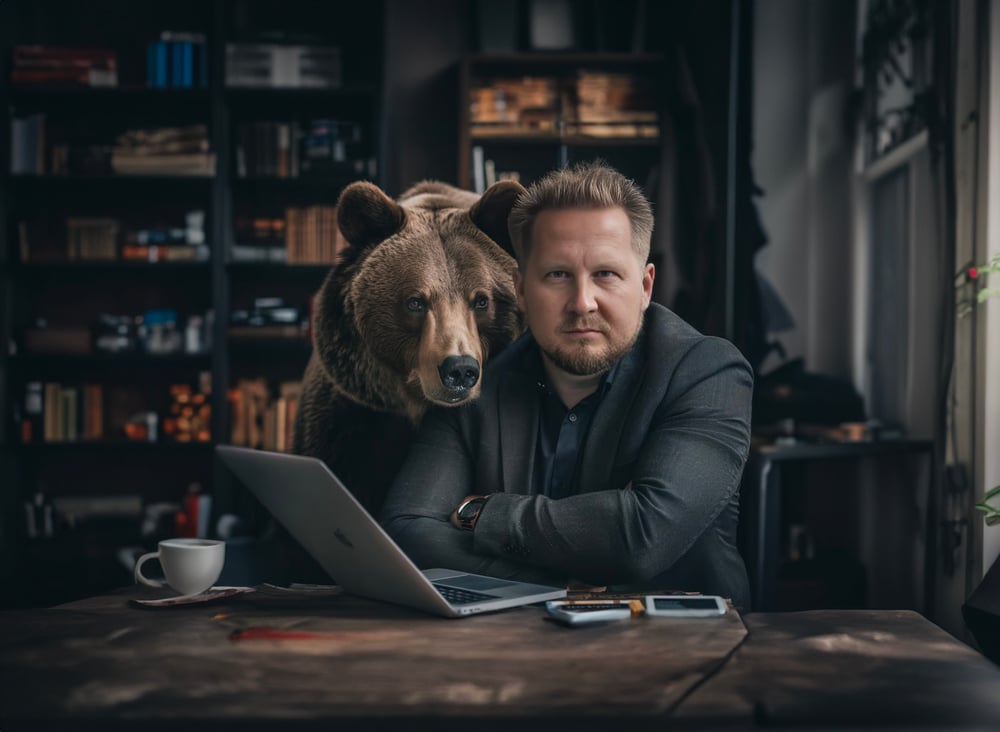 LastBot ja toimitusjohtaja tekoälykuvassa